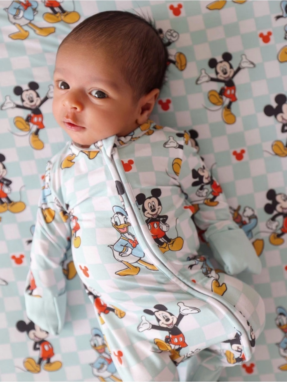 POSH PEANUT x Disney Bamboo Checkered Convertible Mickey Mouse Sleeper- 18-24M